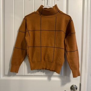 Women’s Burnt Orange Grid Turtleneck
